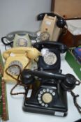 Five Vintage Telephones Including Black Pyramid Phone (Some with Faults)
