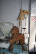 Child's Hobby Horse and Metal Ride Along Pony