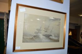 Gilt Framed Seascape - Ship in a Storm