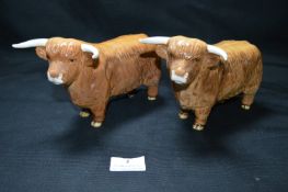 Pair of Beswick Longhorns