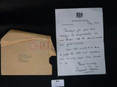 Personal Thank You Letter From Margaret Thatcher 1