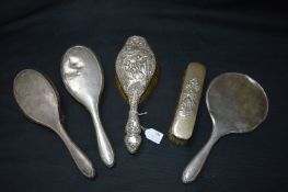 Five Assorted Hallmarked Silver Items; Hairbrushes, Mirror etc.
