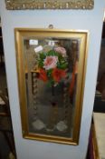 Gilt Framed Wall Mirror with Floral Motif