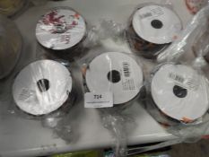 Six Rolls of Orange, Black & White Polka Dot Ribbo