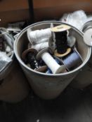 Cardboard Drum Containing Various Sequins, Threads