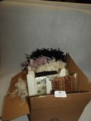 Box Containing Assorted Lace, Fabric, Braids and R