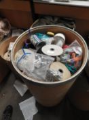 Cardboard Drum Containing Various Sequins, Threads