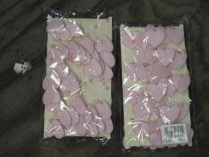 Two Boxes Containing 12 5m Lengths of Pink Heart a