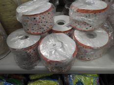 Five Rolls of Orange, Black & White Polka Dot Ribb