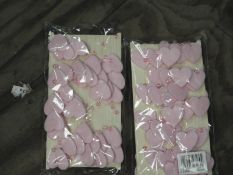 Two Boxes Containing 12 5m Lengths of Pink Heart a