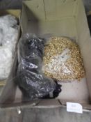 Box of Brass Chain and Sequins, etc.
