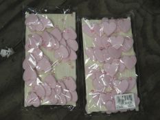 Two Boxes Containing 12 5m Lengths of Pink Heart a