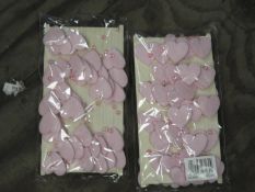 Two Boxes Containing 12 5m Lengths of Pink Heart a