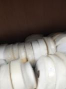 Box Containing Rolls of Cream Felt Fabric