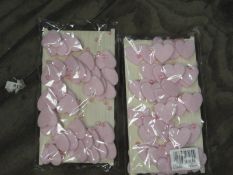 Two Boxes Containing 12 5m Lengths of Pink Heart a