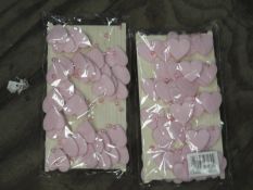 Two Boxes Containing 12 5m Lengths of Pink Heart a