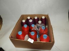 Box Containing 12 Spools of Thread