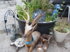 Plastic Planter and a Quantity of Garden Ornaments