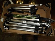 Box Containing Four Camera Tripods Including Manfr