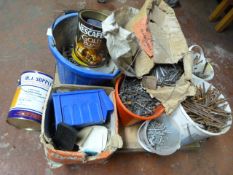 Large Quantity of Assorted Nails & 5L Tin of Grey