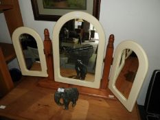 Pine & Cream Folding Dressing Table Mirror