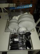 White Crockery, Assorted Cutlery, Salt & Pepper Po
