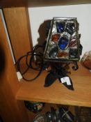 Wrought Iron Lamp with Glass Shade