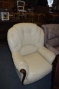 Cream Leather Armchair