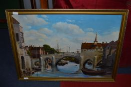 Oil on Board - Riverside Scene