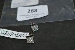 *Pair of Metallic Ear Studs with Cubic Zirconias