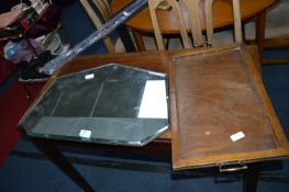 Vintage Beveled Edge Wall Mirror and an Oak Tray