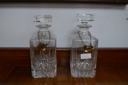 Pair of Cut Glass Decanters with Port and Whiskey