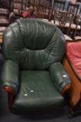 Green Leather Upholstered Armchair