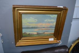 Gilt Framed Oil on Board - Coastal Scene