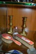 Small Dressing Table Set and a Pair of Candlestick