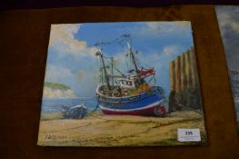 Oil on Canvas by Jack Rigg - Beached Trawler