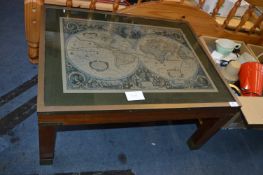 Metal Framed Retro Coffee Table with Glass Top and