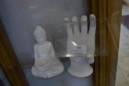 White Buddha and a White Hand Photo Frame