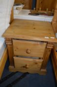 Pine Two Drawer Bedside Cabinet