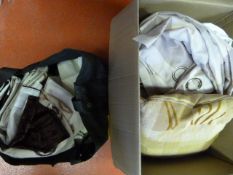 Bag and a Box of Curtains and Cushions