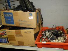 Two Boxes of Computer Keyboards and a Box of Mice