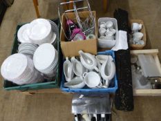 *Pallet of White China Plates, Sauce Boats, Rameki