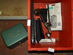 Box Containing Cash Till, Engineers Gauge, etc.