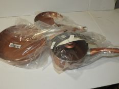 *Three Copper Coated Pans