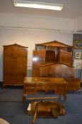 Walnut Bedroom Suite Comprising Triple Wardrobe, D