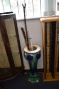 Majolica Umbrella Stand and Contents