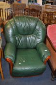 Green Leather Upholstered Armchair