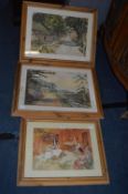 Three Pine Framed Watercolours