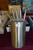 Set of Chrome Kitchen Knives and Holder
