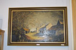Retro Oil on Board by Glyn Barker - Farmhouse Scen
